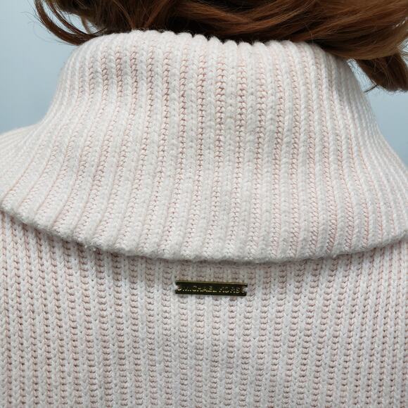 Michael Kors Shaker Sleeveless Cowl neck Turtleneck Sweater XS Cotton Blush Pink - Picture 9 of 12